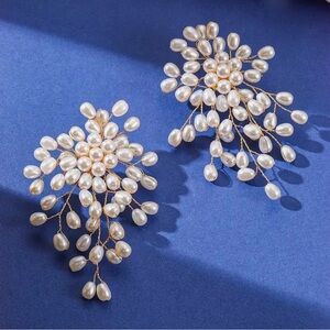 Elegant French style earrings. Faux pearl earrings for wedding